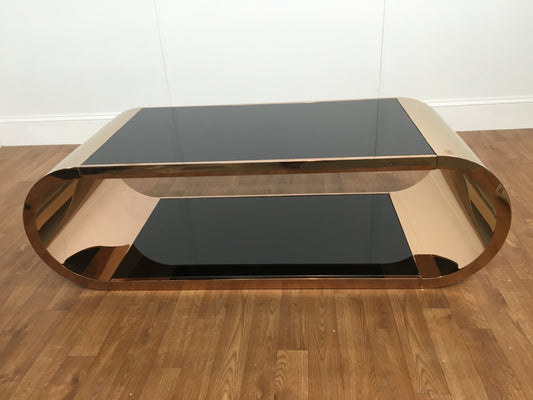 BRONZE AND BLACK GLASS COFFEE TABLE