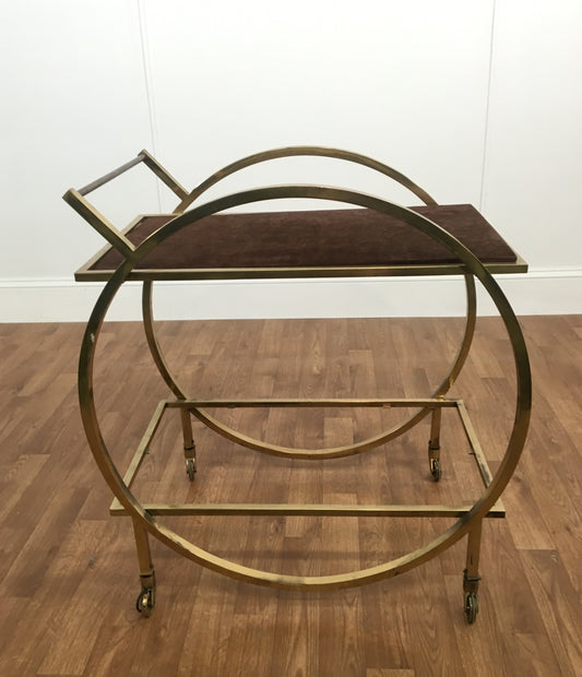 GOLD METAL MID-CENTURY MOD BAR CART
