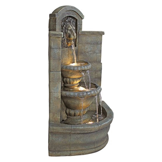 RESIN LION CORNER FOUNTAIN