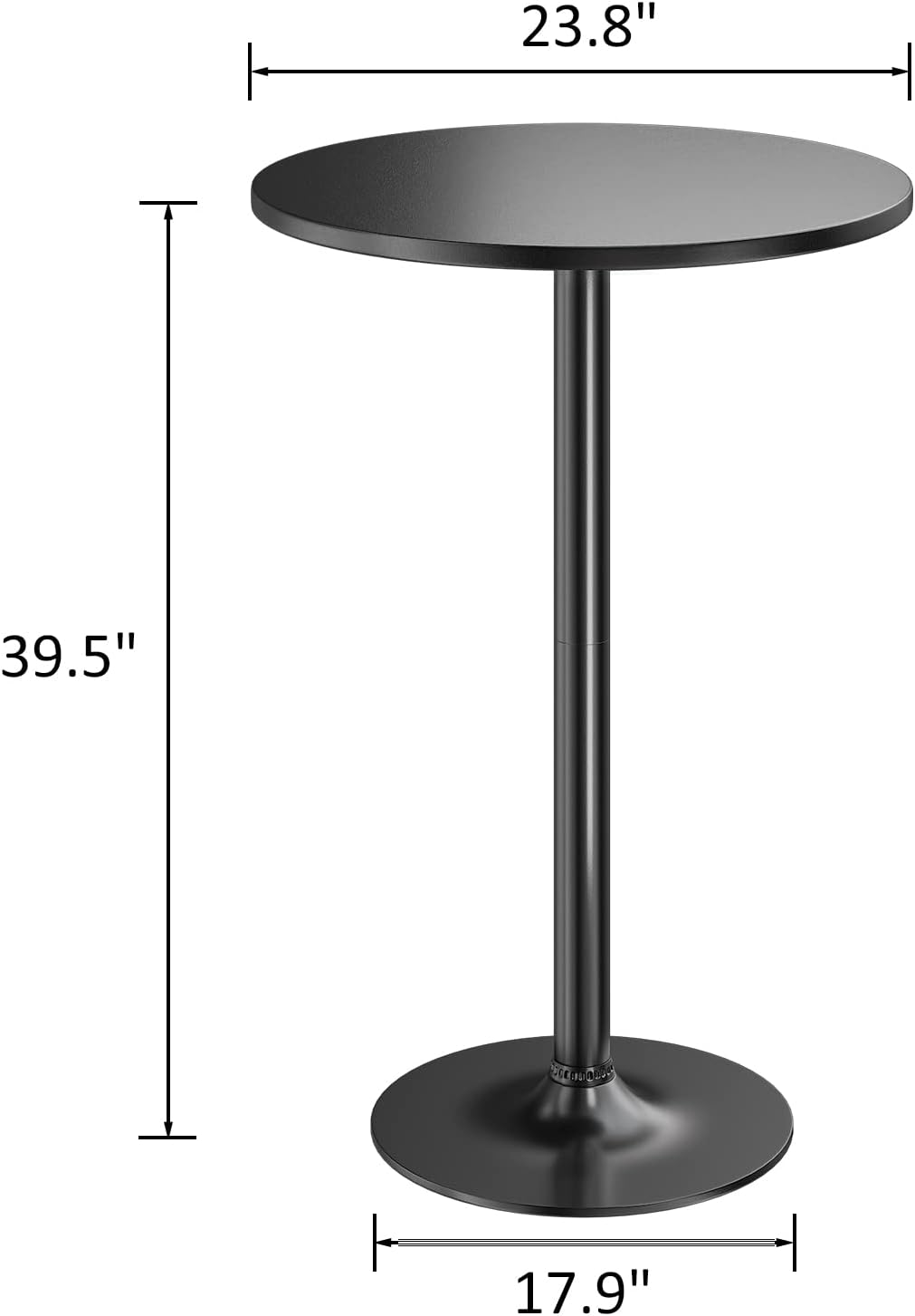 BLACK HIGH TOP ROUND PUB TABLE WITH METAL BASE
