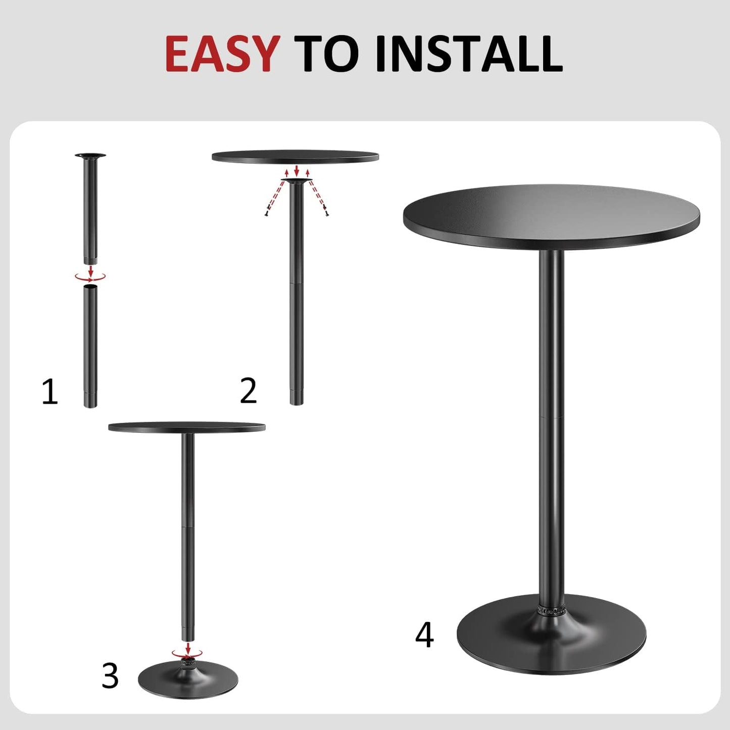 BLACK HIGH TOP ROUND PUB TABLE WITH METAL BASE