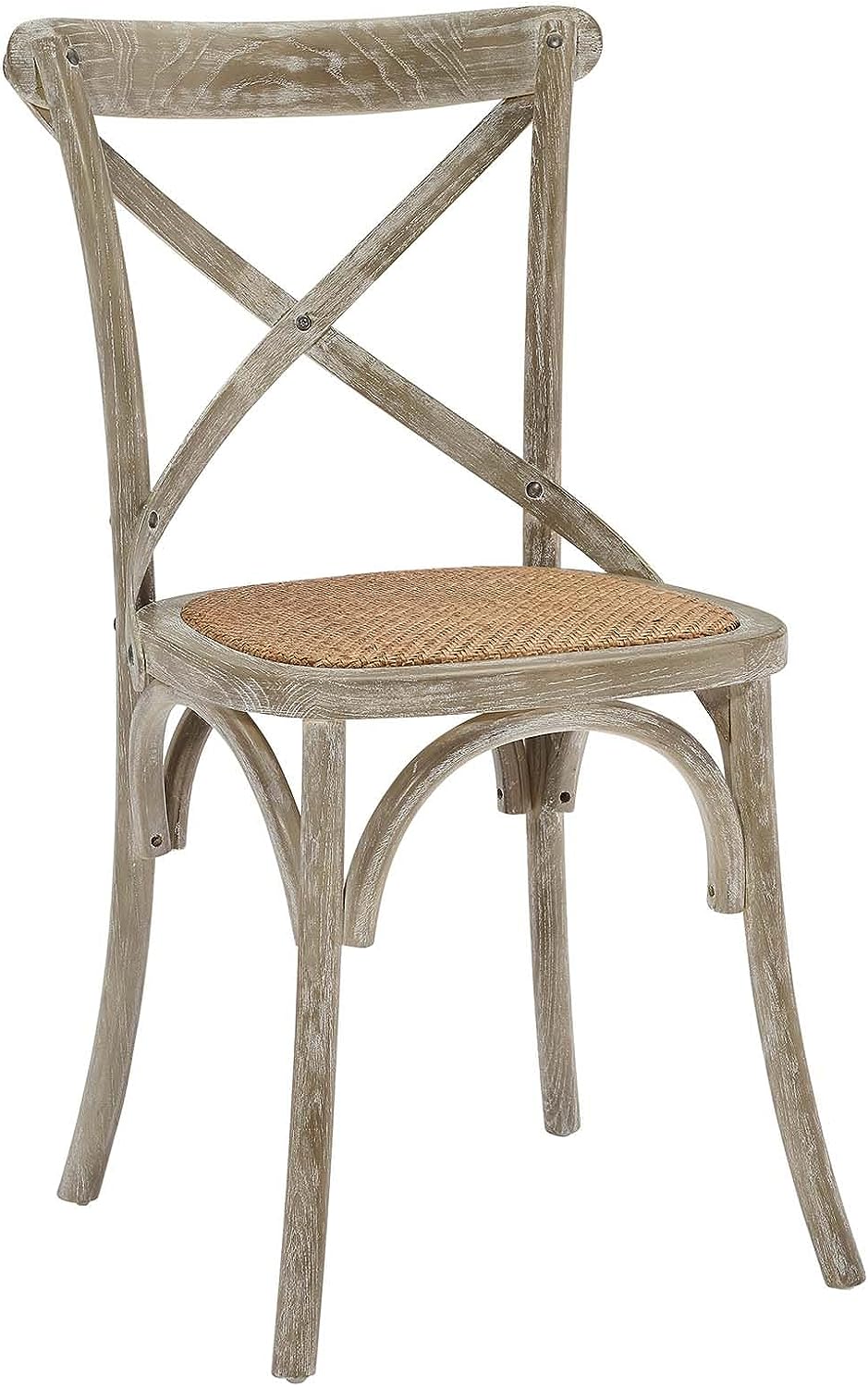 GRAY RATTAN CROSS BACK DINING CHAIRS