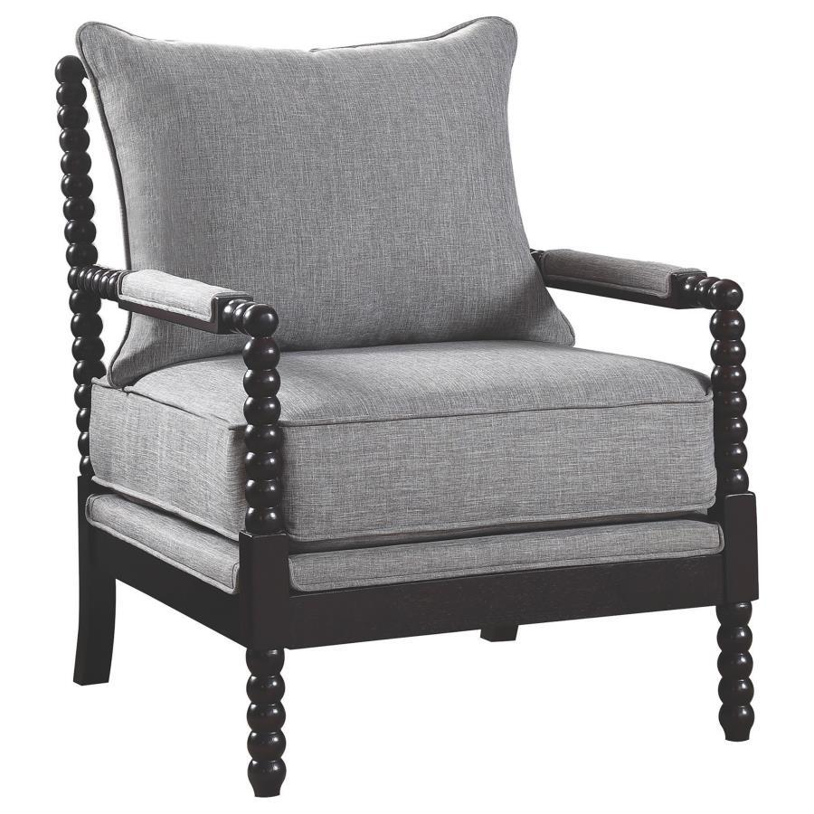 GRAY LINEN BLACK BLUB ARM CHAIR