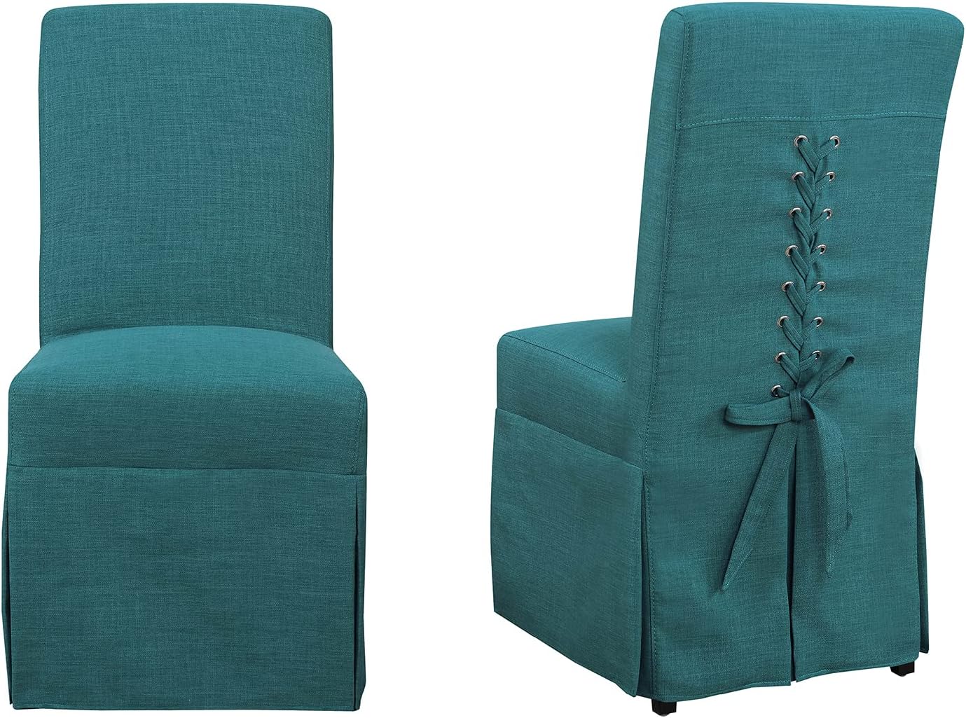 TEAL LINEN DINING CHAIRS
