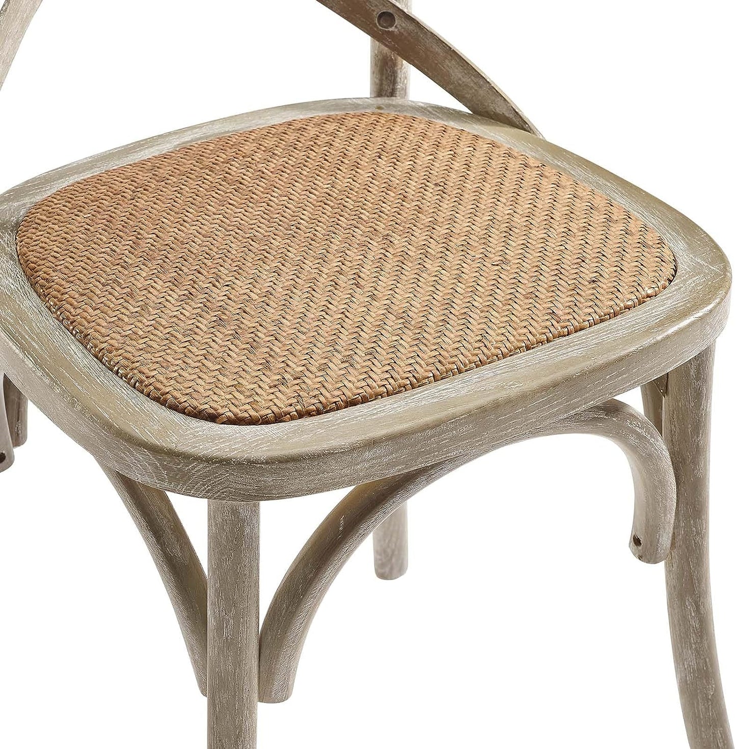 GRAY RATTAN CROSS BACK DINING CHAIRS