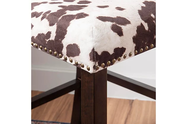 COWHIDE BAR CHAIR WITH RIVETS