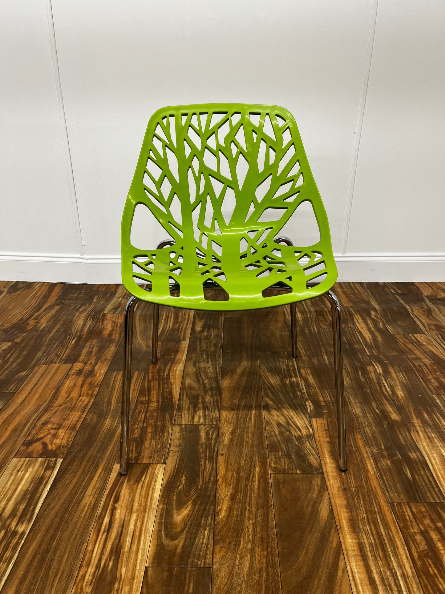 LIME GREEN TREE LATICE CUT DINING CHAIR