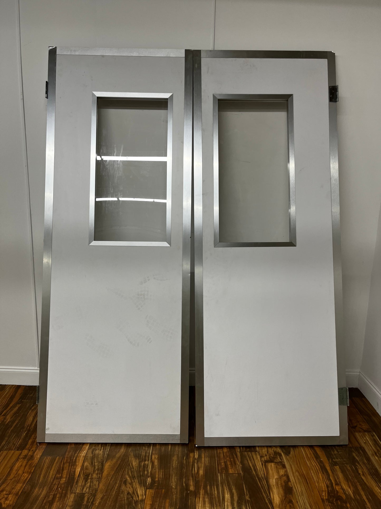 CHROME AND WHITE LAB DOORS WITH WINDOW