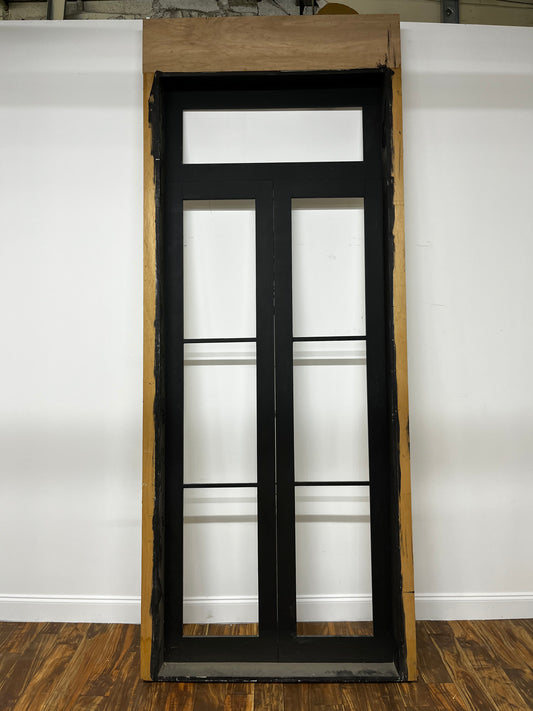 BLACK DOOR WITH SIX PANE WINDOW