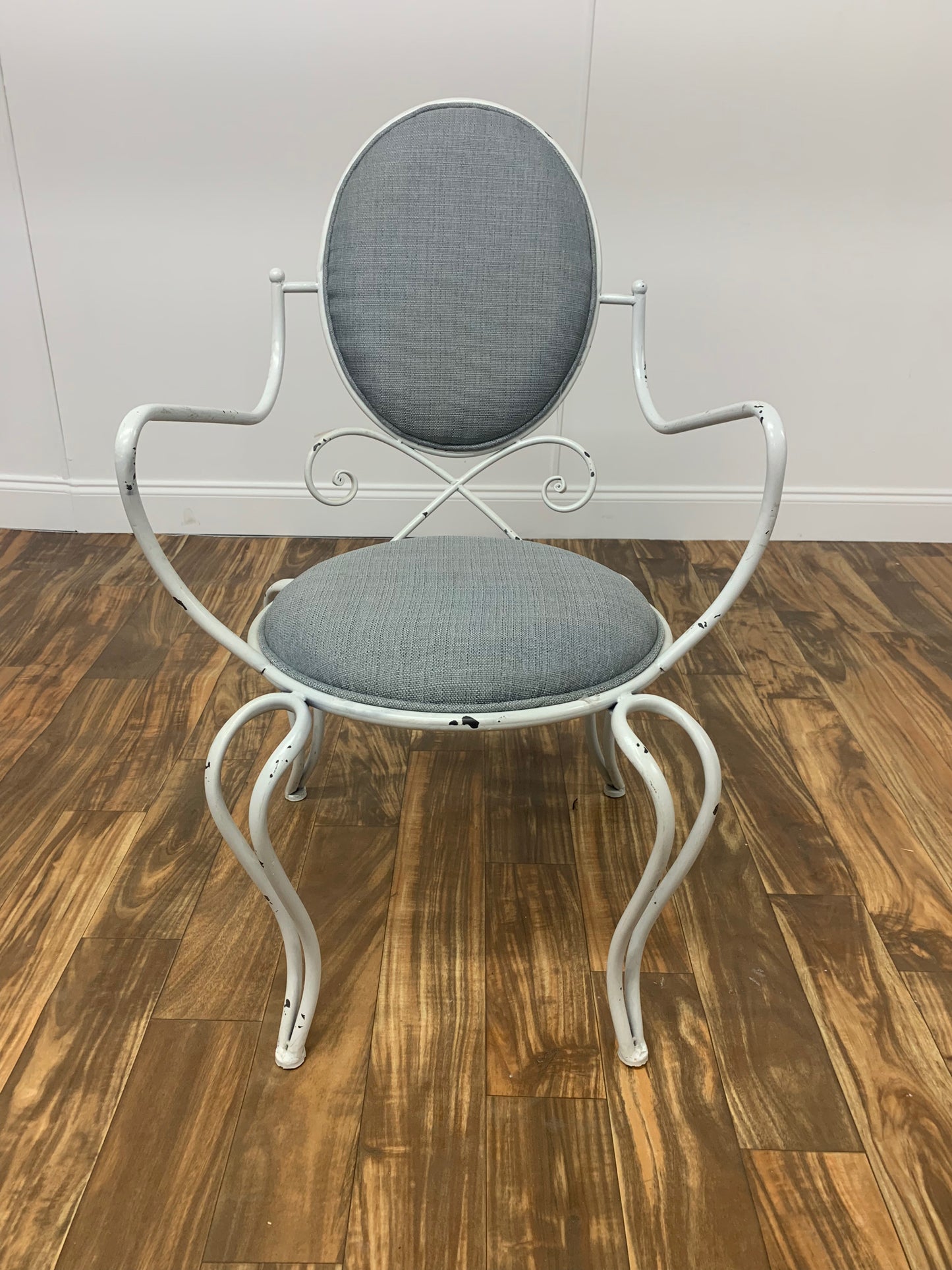 WHITE WROGHT IRON FRENCH CAFE CHAIRS