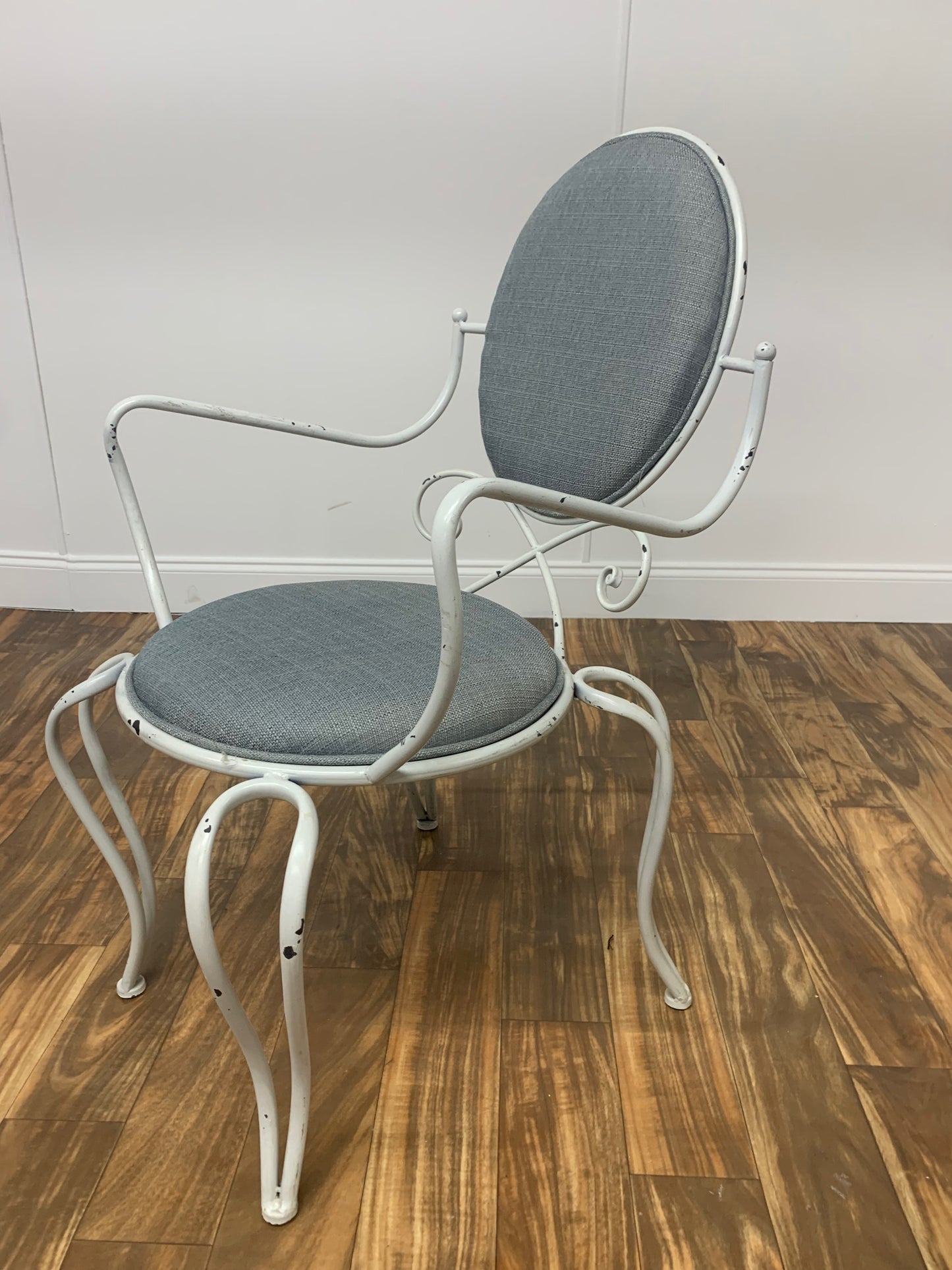 WHITE WROGHT IRON FRENCH CAFE CHAIRS