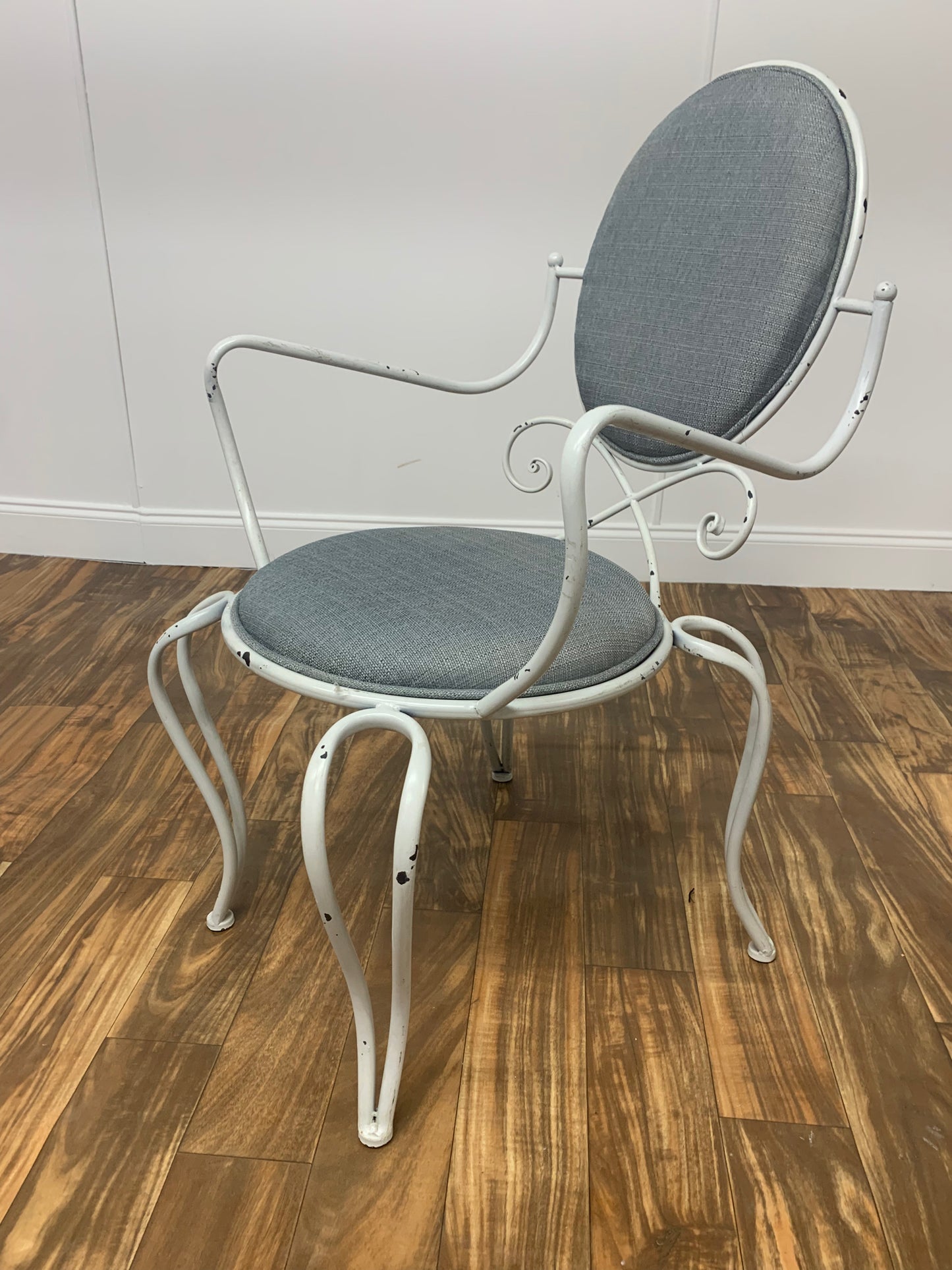 WHITE WROGHT IRON FRENCH CAFE CHAIRS