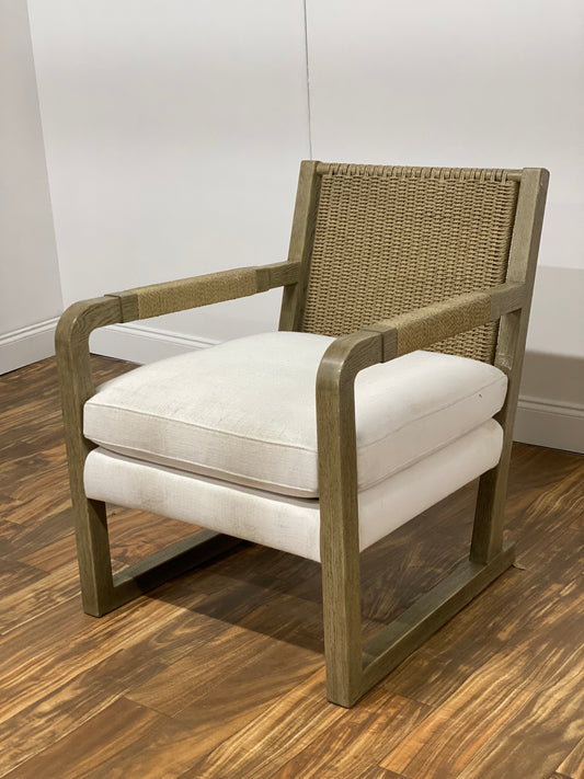 OAK ARM CHAIR WITH WICKER BACK AND SISAL ARM REST