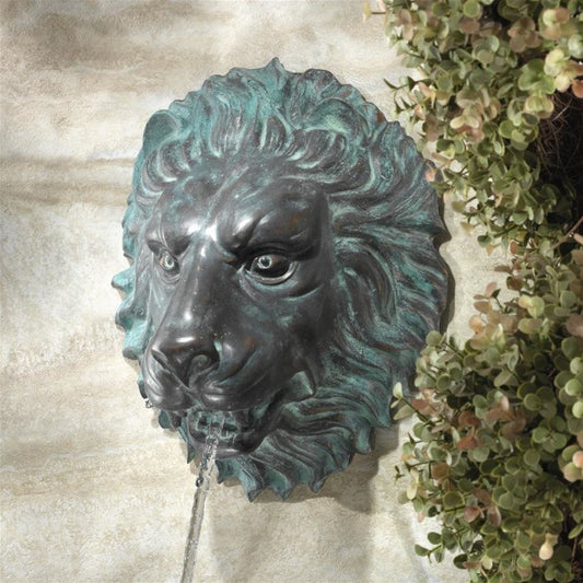 Lion Head Spouting Bronze Garden Wall Sculpture