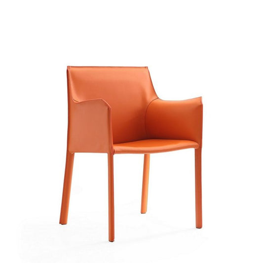 ORANGE LEATHER ARM CHAIR