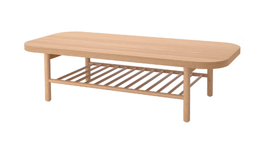 LIGHT OAK COFEE TABLE WITH ROUNDED CORNERS