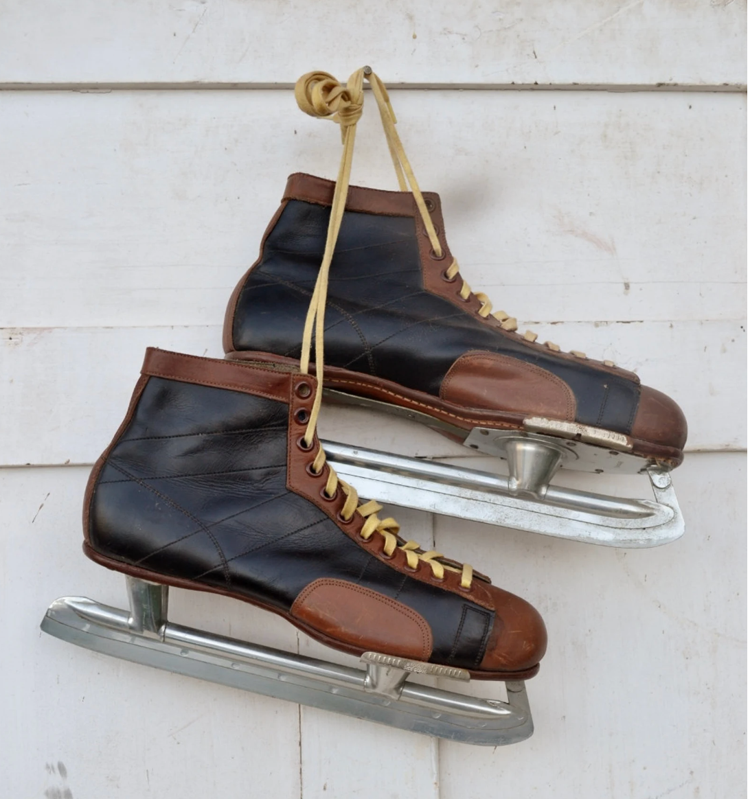 Men's Black & Brown Vintage Ice Skates