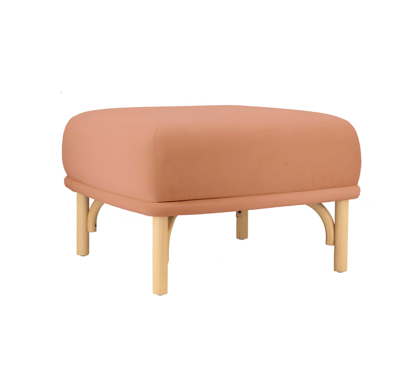 PEACH-MAUVE VELVET OTTOMAN