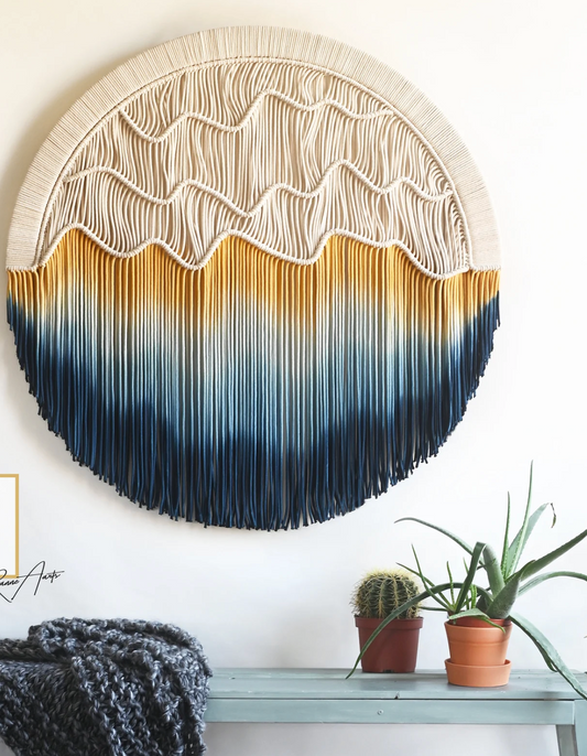 LARGE CIRCULAR SUNSET DYED ROPE WALL ART