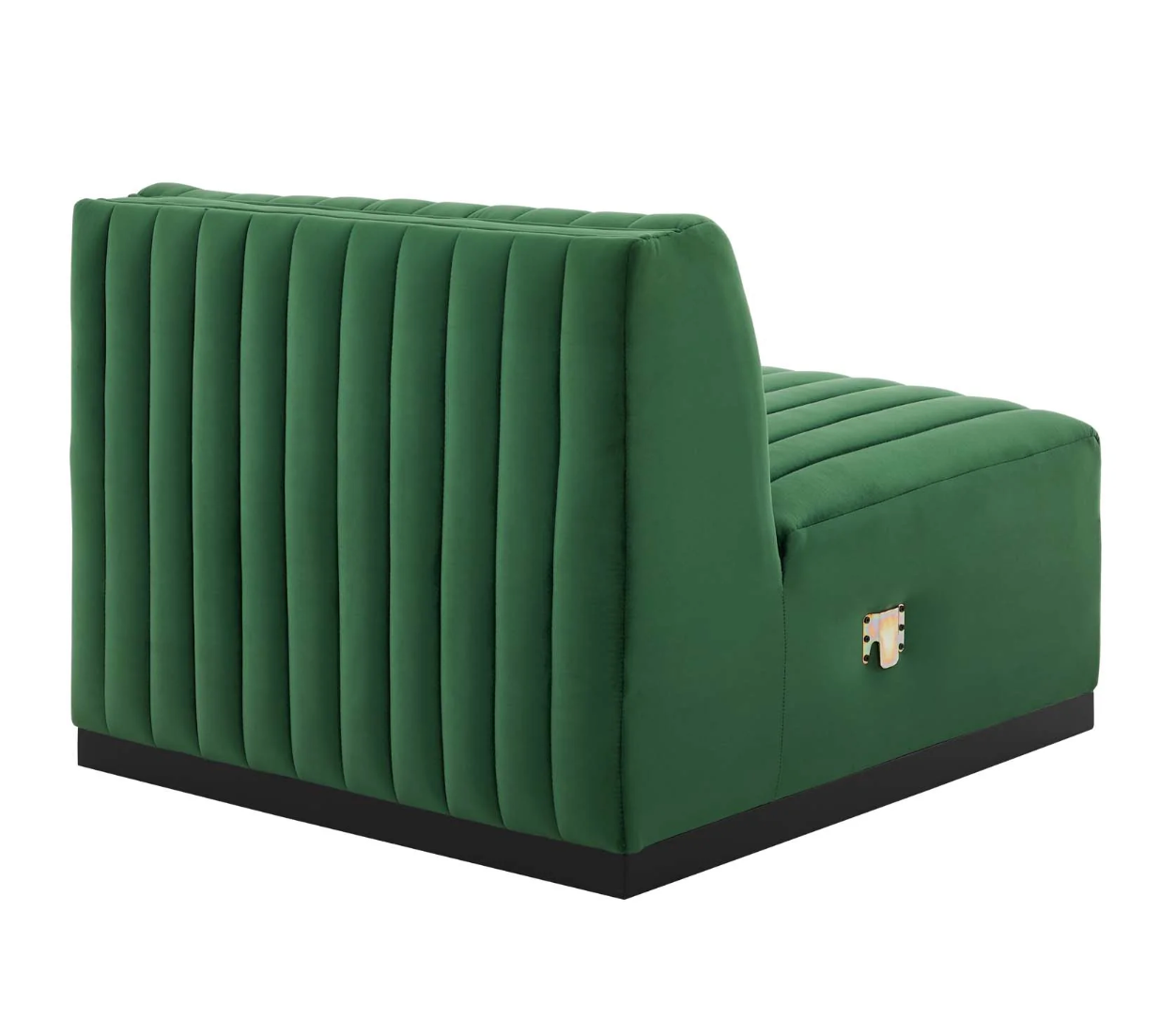 Channel Tufted Emerald Green Velvet Armless Chair Sectional Sofa  Piece
