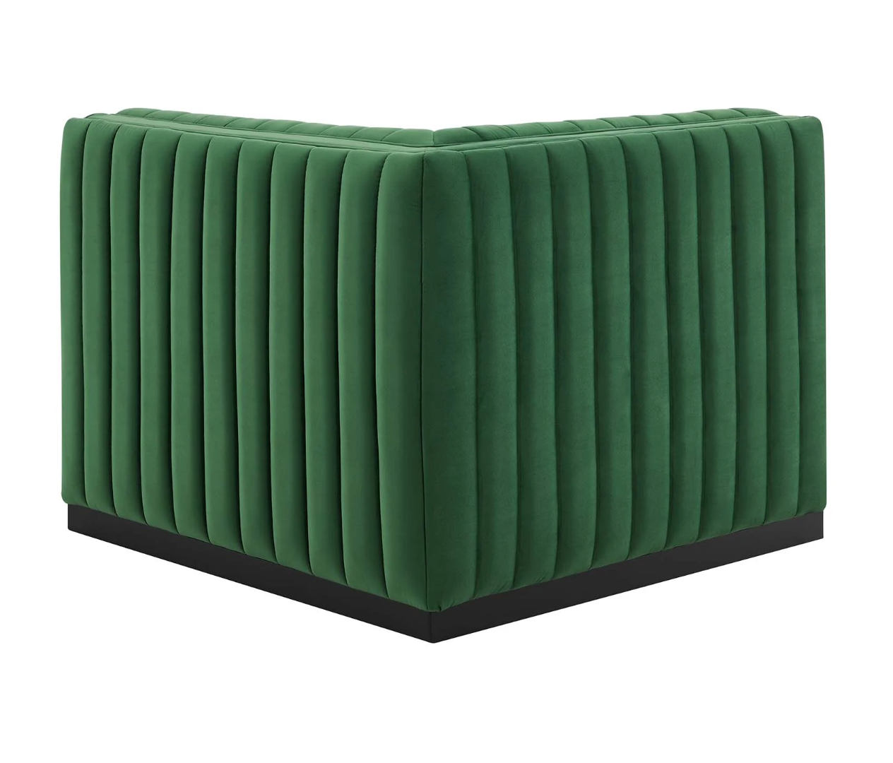 Channel Tufted Emerald Green Velvet Arm Chair Sectional Sofa  Piece