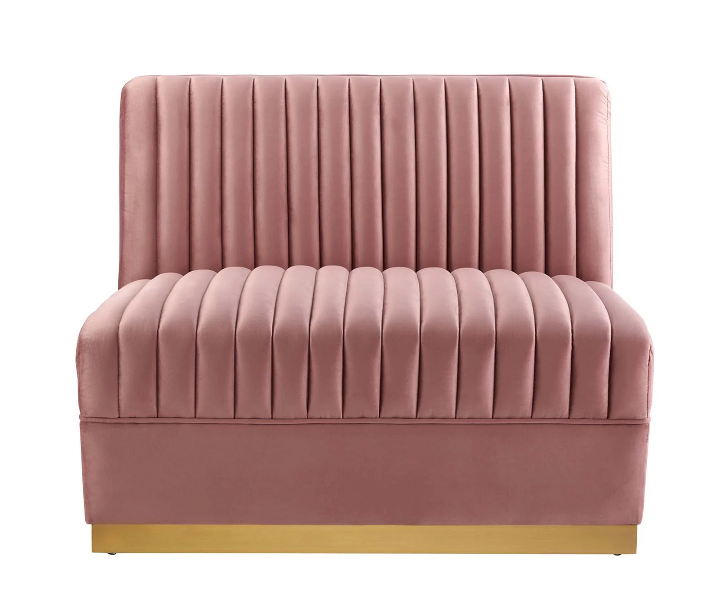 Channel Tufted Blush Pink Velvet Sectional Sofa Armless Chair