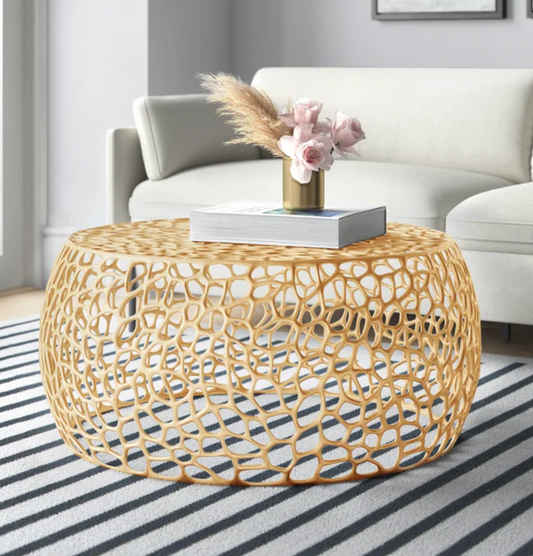 ROUND GOLD LATTICE COFFEE TABLES