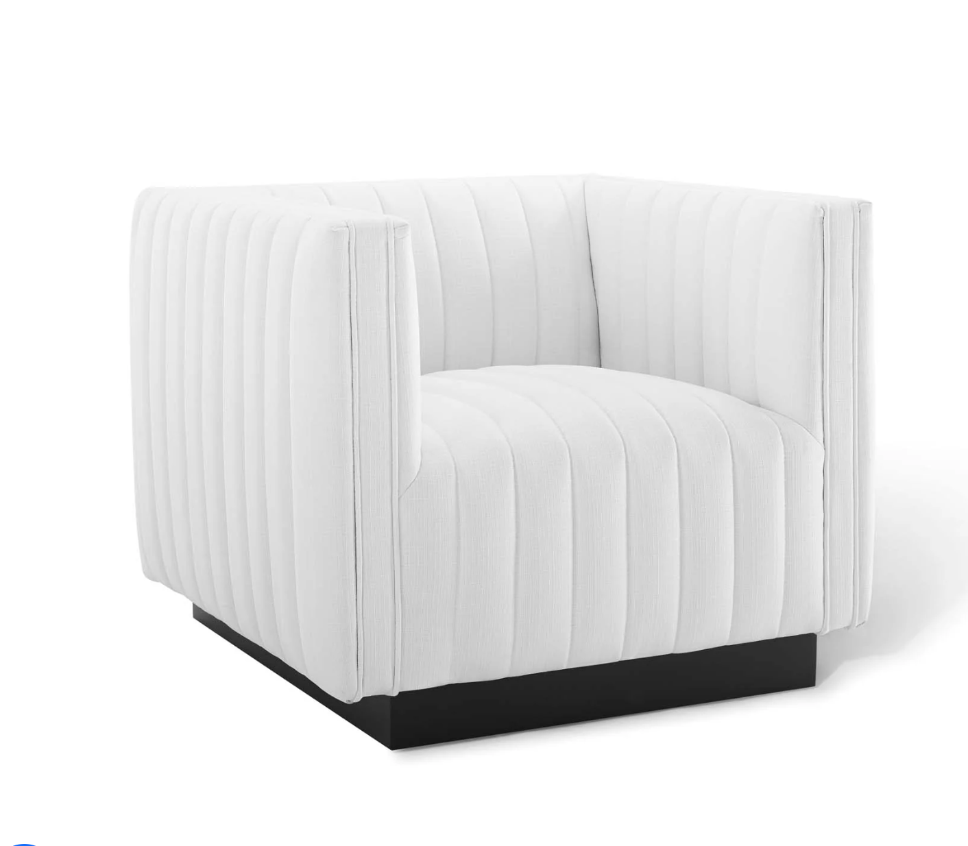 White Tufted Upholstered Fabric Armchair