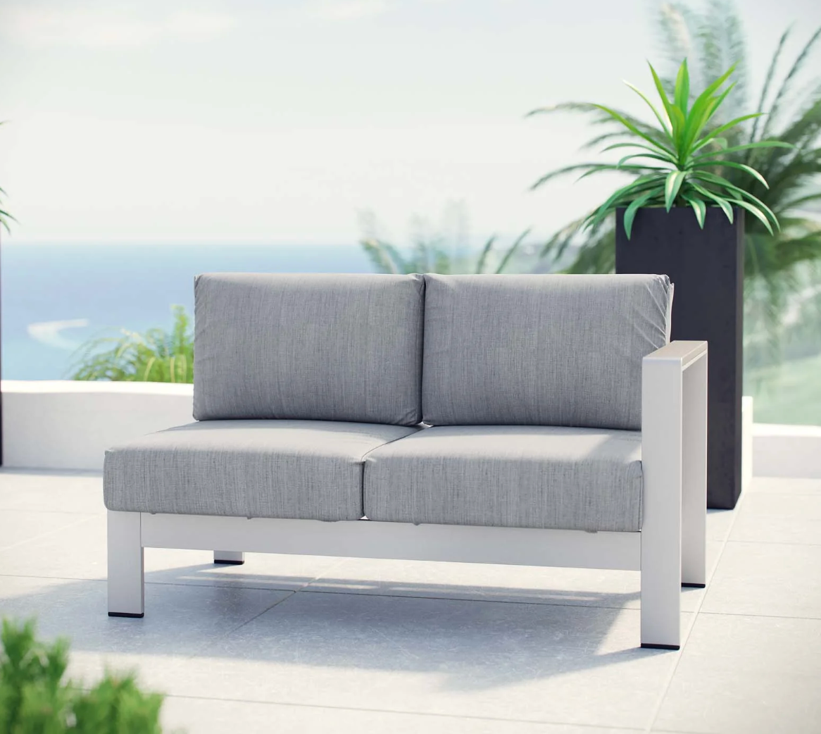 Grey and Silver Aluminum Corner Sectional Outdoor Sofa