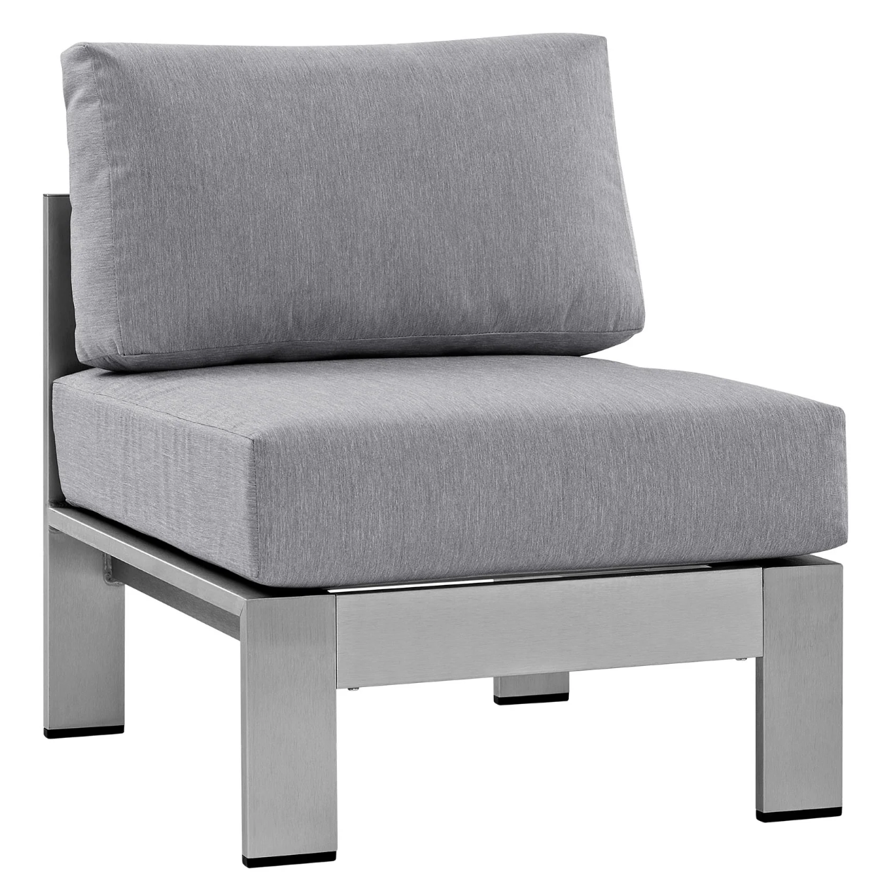 Grey and Silver Aluminum Armless Chair for Sectional Outdoor Sofa