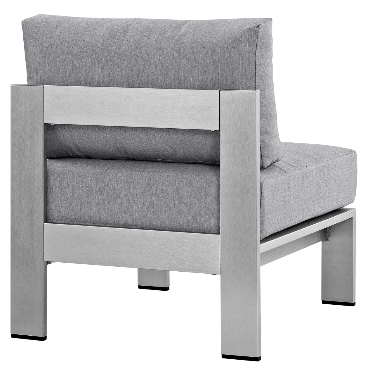 Grey and Silver Aluminum Armless Chair for Sectional Outdoor Sofa
