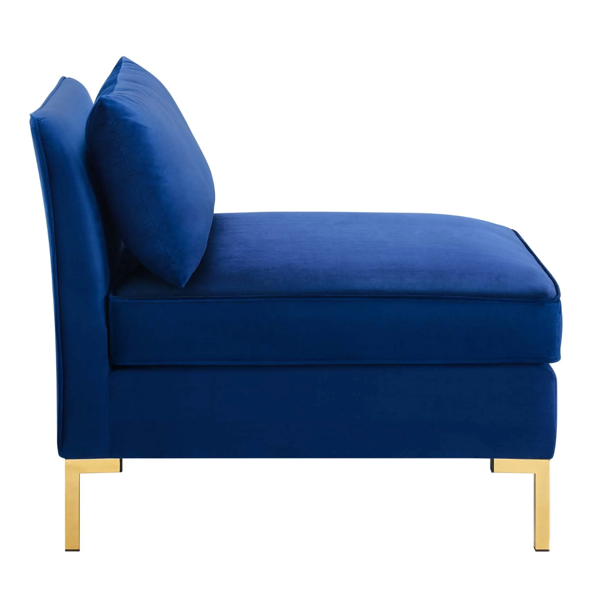 Dark Blue Velvet Armless Chair Piece for Sectional Sofa
