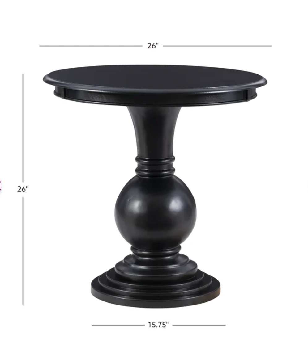 BLACK ROUND PEDESTAL END TABLE
