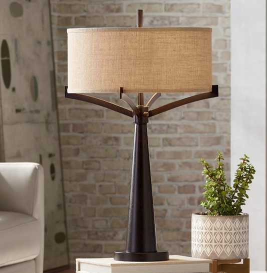 INDUSTRIAL BRONZE 2-LIGHT TABLE LAMP
