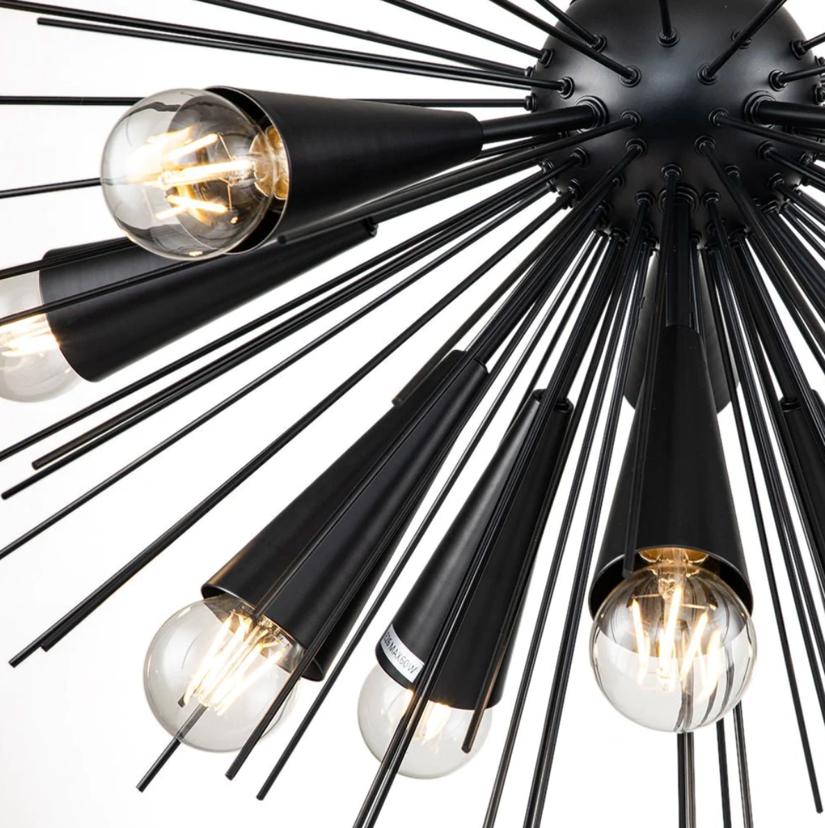 MODERN 10-LIGHT MATTE BLACK SUNBURST SPUTNIK CHANDELIER