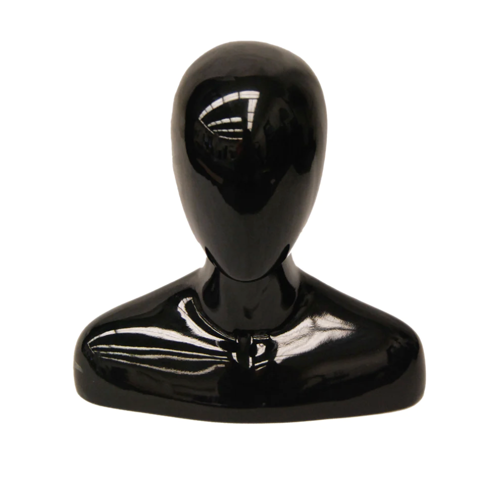 GLOSSY BLACK FEMALE EGG HEAD MANNEQUIN