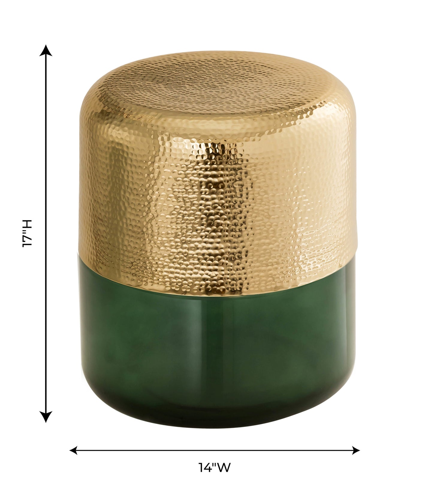GREEN AND GOLD PILL SHAPED SIDE TABLES