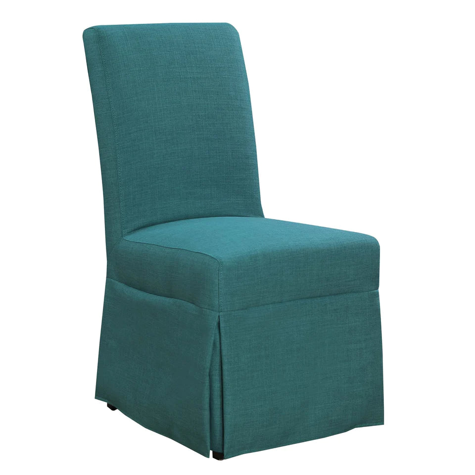 TEAL LINEN DINING CHAIRS