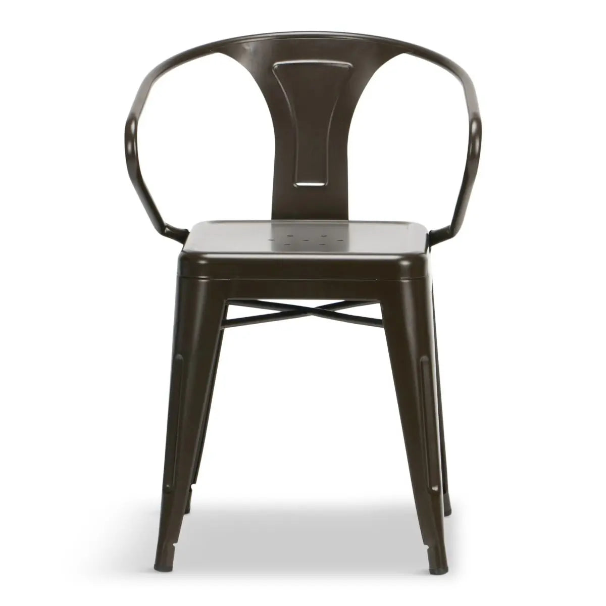 BRUSHED METAL CAFE CHAIR WITH ARMS