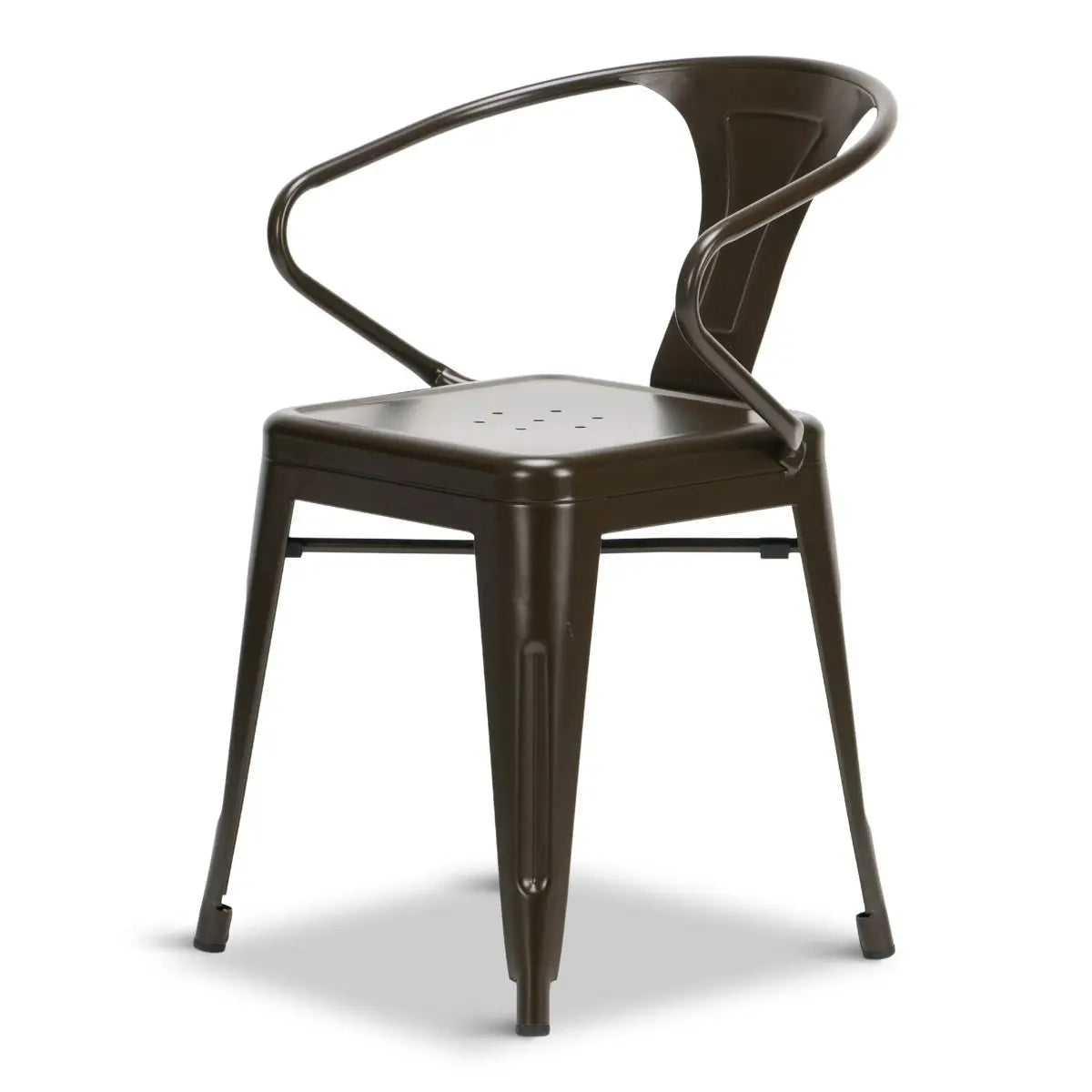 BRUSHED METAL CAFE CHAIR WITH ARMS