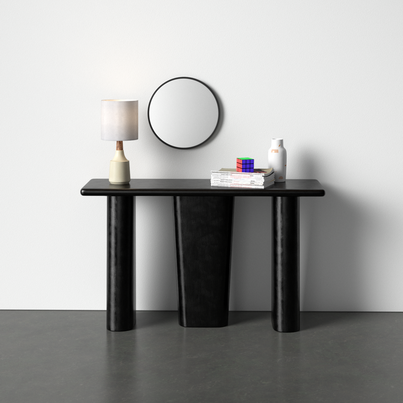 BLACK SOLID WOOD MODERN CONSOLE TABLE