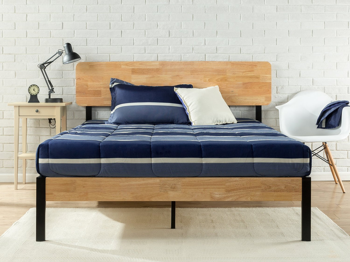 QUEEN BED FRAME (WOOD AND METAL PLATFORM)