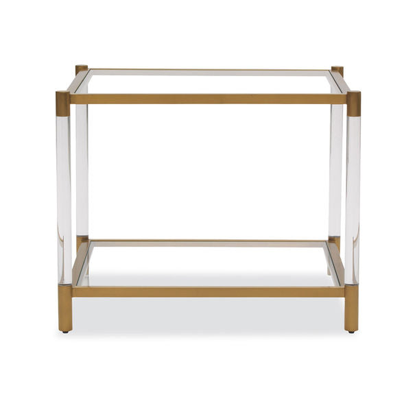 ACRYLIC AND BRASS SIDE TABLE