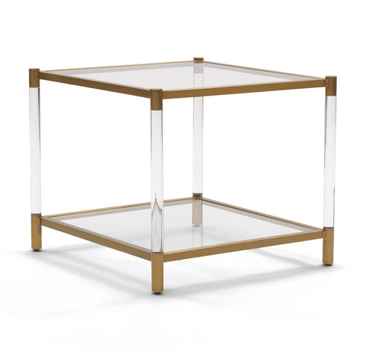 ACRYLIC AND BRASS SIDE TABLE