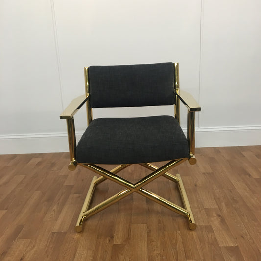 DARK GRAY AND GOLD METAL DIRECTORS CHAIR