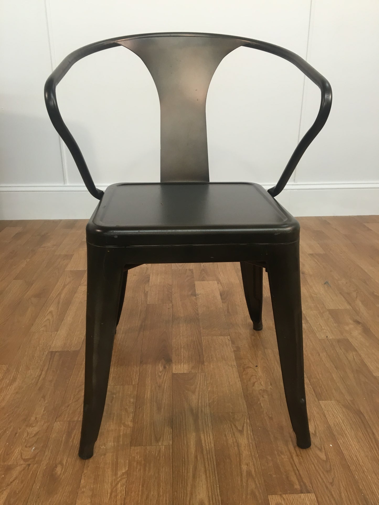 BRONZE CHAIR WITH OPEN BACK AND ARMS