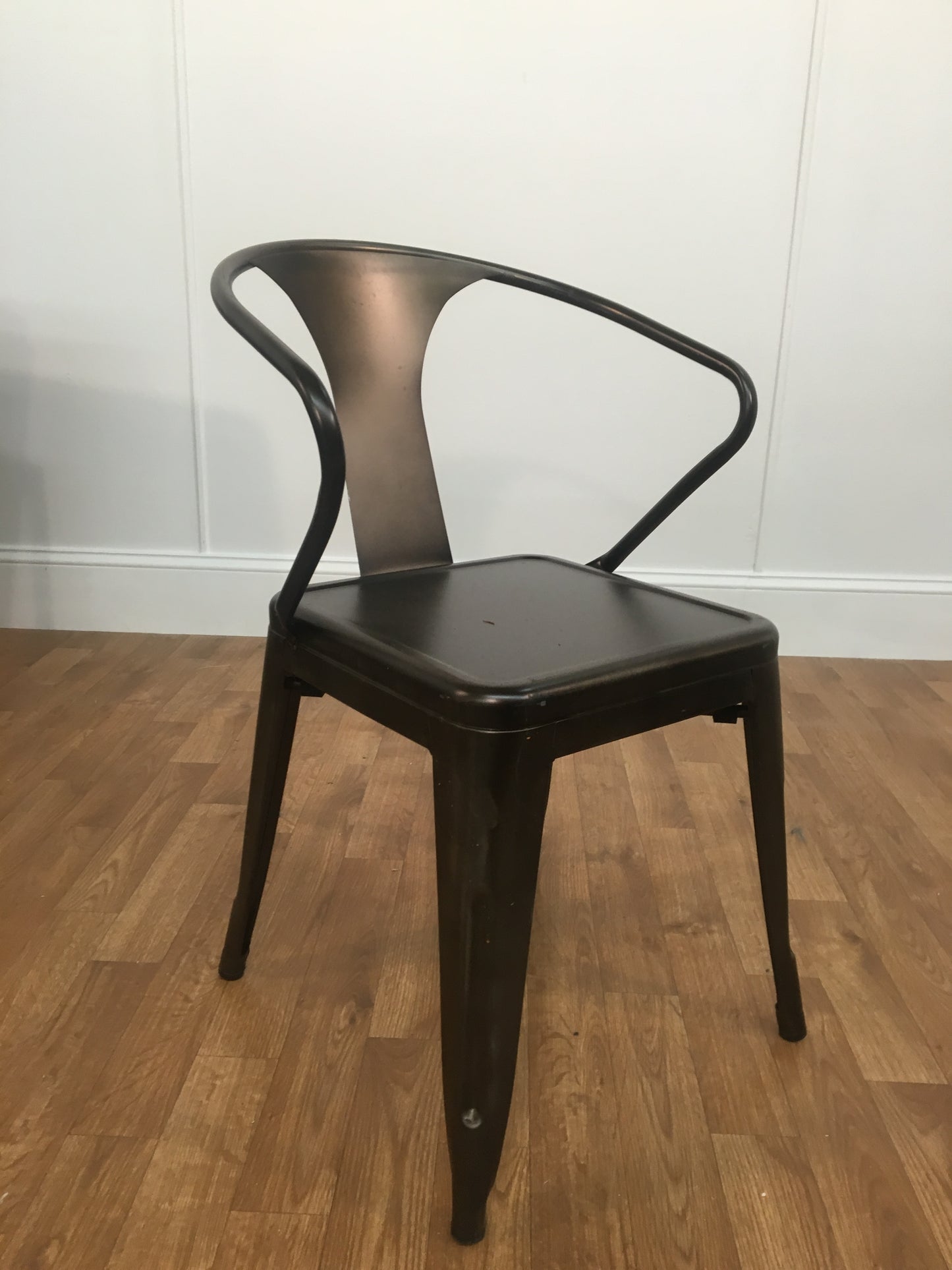 BRONZE CHAIR WITH OPEN BACK AND ARMS