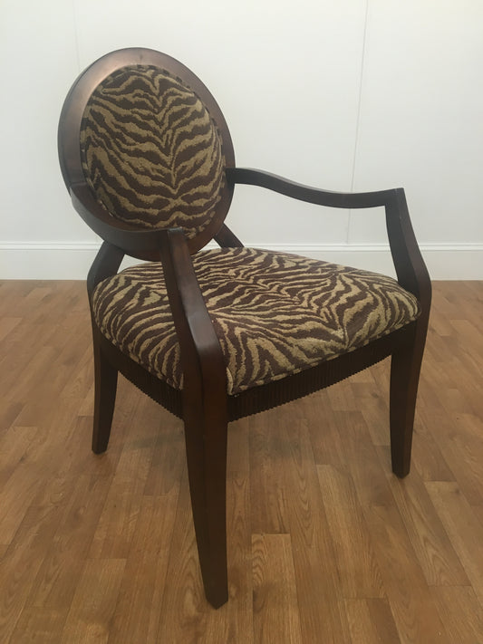 BROWN ZEBRA OPEN ARM CHAIR