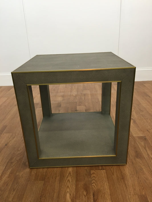 SNAKESKIN PATTERN ACCENT TABLE WITH BRUSHED GOLD TRIM