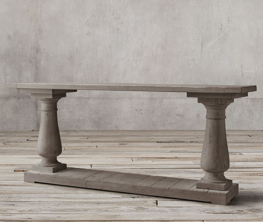 BALUSTRADE SALVAGED WOOD CONSOLE TABLE